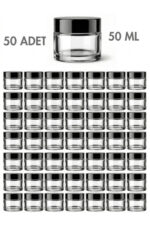 50 Adet Siyah Kapaklı Parlak Beyaz Cam Lip Sleeping Krem Kozmetik El Bakım Seyahat Kavanozu 50 ML