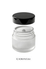 1 Adet Siyah Kapaklı Buzlu Beyaz Cam Lip Sleeping Krem Kozmetik El Bakım Seyahat Kavanozu 50 ML - Görsel 3