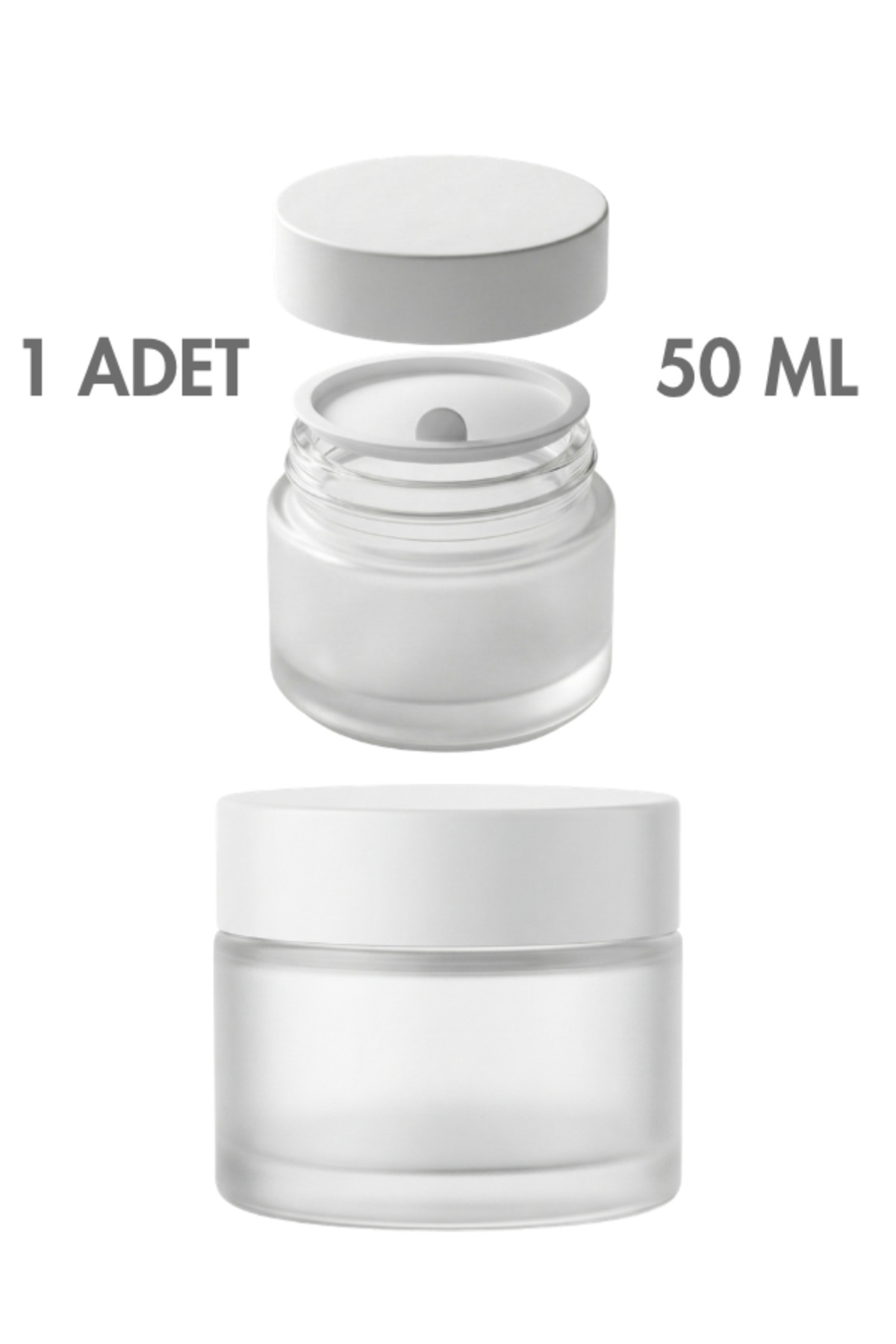 1_org_zoom 1 Adet Beyaz Kapaklı Buzlu Beyaz Cam Lip Sleeping Krem Kozmetik El Bakım Seyahat Kavanozu 50 ML - Görsel 1