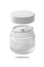 1 Adet Beyaz Kapaklı Buzlu Beyaz Cam Lip Sleeping Krem Kozmetik El Bakım Seyahat Kavanozu 50 ML - Görsel 4