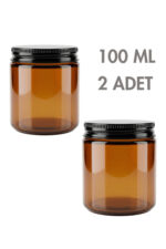 2 Adet Metal Siyah Kapaklı Amber Cam Mumluk Krem Kozmetik Oda Kokusu Dekoratif Kavanozu 100 ML