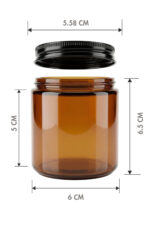 2 Adet Metal Siyah Kapaklı Amber Cam Mumluk Krem Kozmetik Oda Kokusu Dekoratif Kavanozu 100 ML - Görsel 2