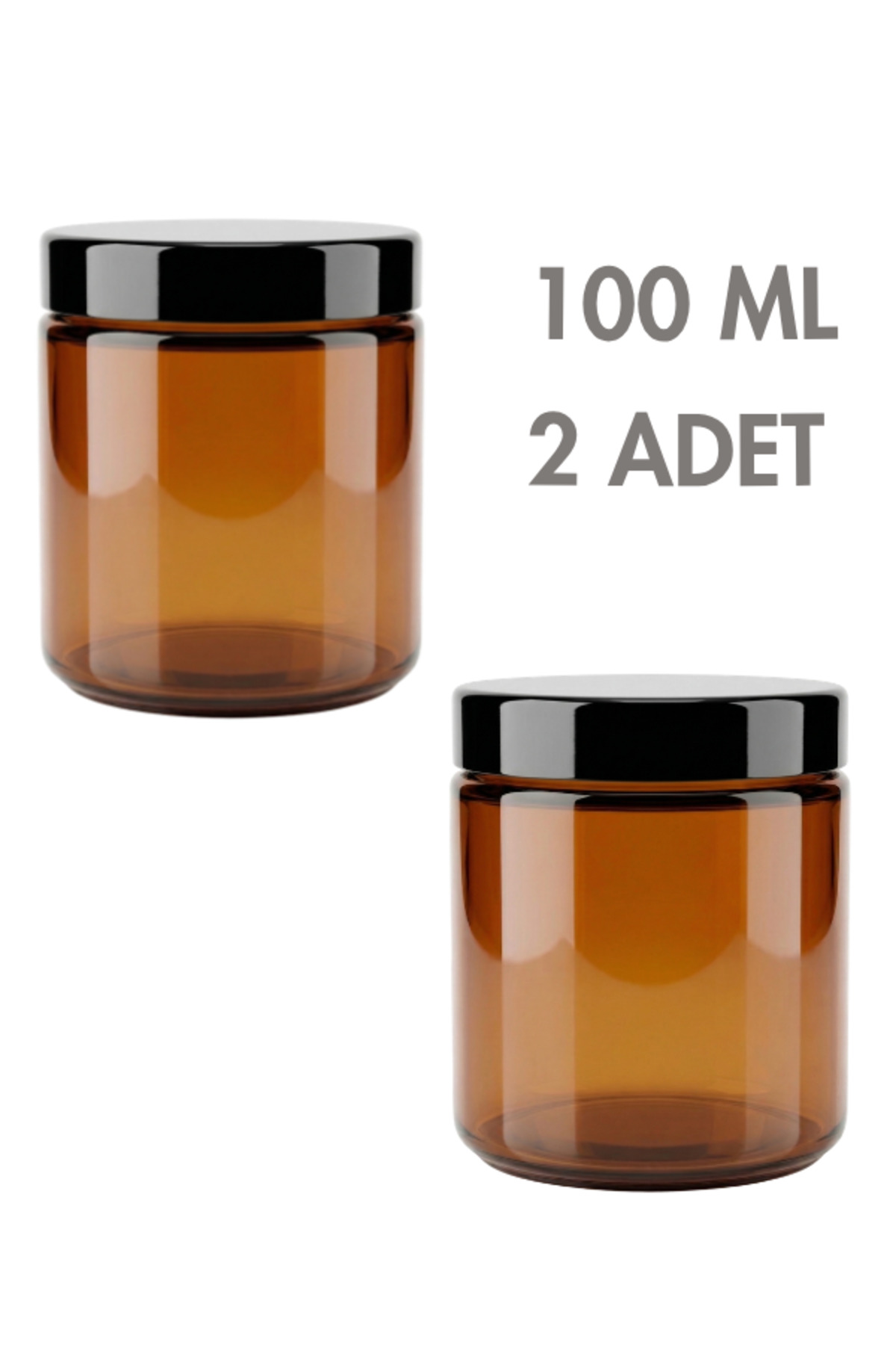 1_org_zoom 2 Adet Plastik Siyah Kapaklı İç Koruyuculu Amber Cam Mumluk Krem Kozmetik Dekoratif Kavanozu 100 ML - Görsel 1