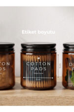 3'lü Amber Cam Metal Kapaklı Düzenleyici Kulak Pamuğu Diş İpi Banyo Organizer Seti – COTTON BUDS & COTTON PADS & DENTAL FLOSS Yazılı/ 270 ML - Görsel 4