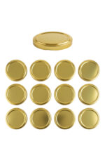 12 Adet Gold Kavanoz Kapağı – 63 mm (370 ml ve 210 ml kavanozlara uyumlu)