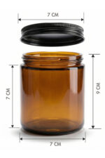 2'li Amber Cam Kahve ve Şeker Kavanozu Mutfak Organizer Kahve Köşesi Seti–Coffee Jar&Sweet Cubes Yazılı Suya Dayanıklı Etiketli–Ahşap Kaşıklı 2'li Set-270 ml - Görsel 3