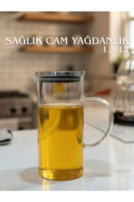 Sağlıklı Cam Isıya Dayanıklı Borosilikat Cam Sürahi YAĞDANLIK İnox Kapak 1.5 Lt