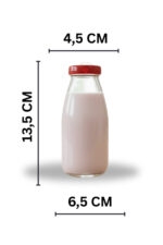 4 ADET Şeffaf Sürahi Süt, Ayran,Limonata, Meşrubat Şişesi 250 ML Kırmızı Plastik Kapaklı Cam Şişe - Görsel 4