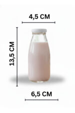 4 ADET Şeffaf Sürahi Süt, Ayran, Limonata, Meşrubat Şişesi 250 ML Beyaz Plastik Kapaklı Cam Şişe - Görsel 4