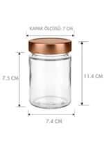 2'li Şeffaf Cam Bakır Bronz Kapaklı Kahve ve Şeker Kavanozu Mutfak Organizer Kahve Köşesi Seti–Coffee Jar&Sweet Cubes Yazılı Suya Dayanıklı Etiketli–Ahşap Kaşıklı 2'li Set-350 ml - Görsel 3