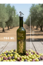2 li 750 ml Modern Yeşil Cam Zeytinyağı Ayçiçek Yağı Sirke Limonluk Yağdanlık Mutfak Seti - Görsel 3