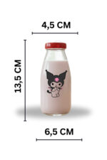 6 Adet Sızdırmaz Kırmızı Kapak Cam Süt Meşrubat Parti Doğum Günü Şişesi Suluk 250ML - Görsel 3