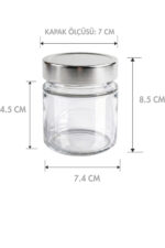 3'lü Şeffaf Cam Gümüş Kapaklı Düzenleyici Kulak Pamuğu Diş İpi Banyo Organizer Seti – COTTON BUDS & COTTON PADS & DENTAL FLOSS Yazılı/ 255 ML - Görsel 3