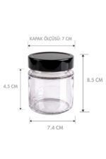 3'lü Şeffaf Cam Siyah Kapaklı Düzenleyici Kulak Pamuğu Diş İpi Banyo Organizer Seti – COTTON BUDS & COTTON PADS & DENTAL FLOSS Yazılı/ 255 ML - Görsel 3