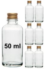 6 Adet Klasik Cam Shot Şişesi Sızdırmaz Metal Kapaklı Koku Çok Amaçlı Kavanoz 50ml - Görsel 2