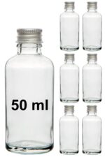 6 Adet Klasik Cam Shot Şişesi Sızdırmaz Metal Kapaklı Koku Çok Amaçlı Kavanoz 50ml