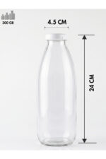 3 Adet Sızdırmaz Plastik Beyaz Kapaklı Şeffaf Cam Süt Ayran Limonata Meşrubat Şişesi 1000 Ml - Görsel 2