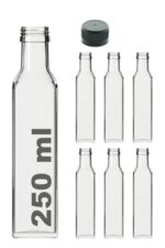 6 Adet Çok Amaçlı Şeffaf Cam Kare Maraska Şişe 250 ml - Sızdırmaz Kapaklı