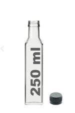 Çok Amaçlı Şeffaf Cam Kare Maraska Şişe 250 ml - Sızdırmaz Kapaklı