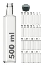 30 Adet Çok Amaçlı Şeffaf Cam Yuvarlak Dorika Şişe 500 Ml - Sızdırmaz Kapaklı