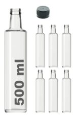 6 Adet Çok Amaçlı Şeffaf Cam Yuvarlak Dorika Şişe 500 Ml - Sızdırmaz Kapaklı