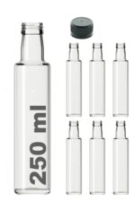 6 Adet Çok Amaçlı Şeffaf Cam Yuvarlak Dorika Şişe 250 Ml - Sızdırmaz Kapaklı