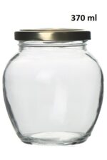 370 Ml Şeffaf Cam Yumurta Model Konserve Kavanozu Gold Metal Kapaklı