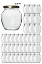 36 Adet 370 Ml Şeffaf Cam Yumurta Model Konserve Kavanozu Gold Metal Kapaklı