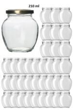 36 Adet 210 Ml Şeffaf Cam Yumurta Model Konserve Kavanozu Gold Metal Kapaklı
