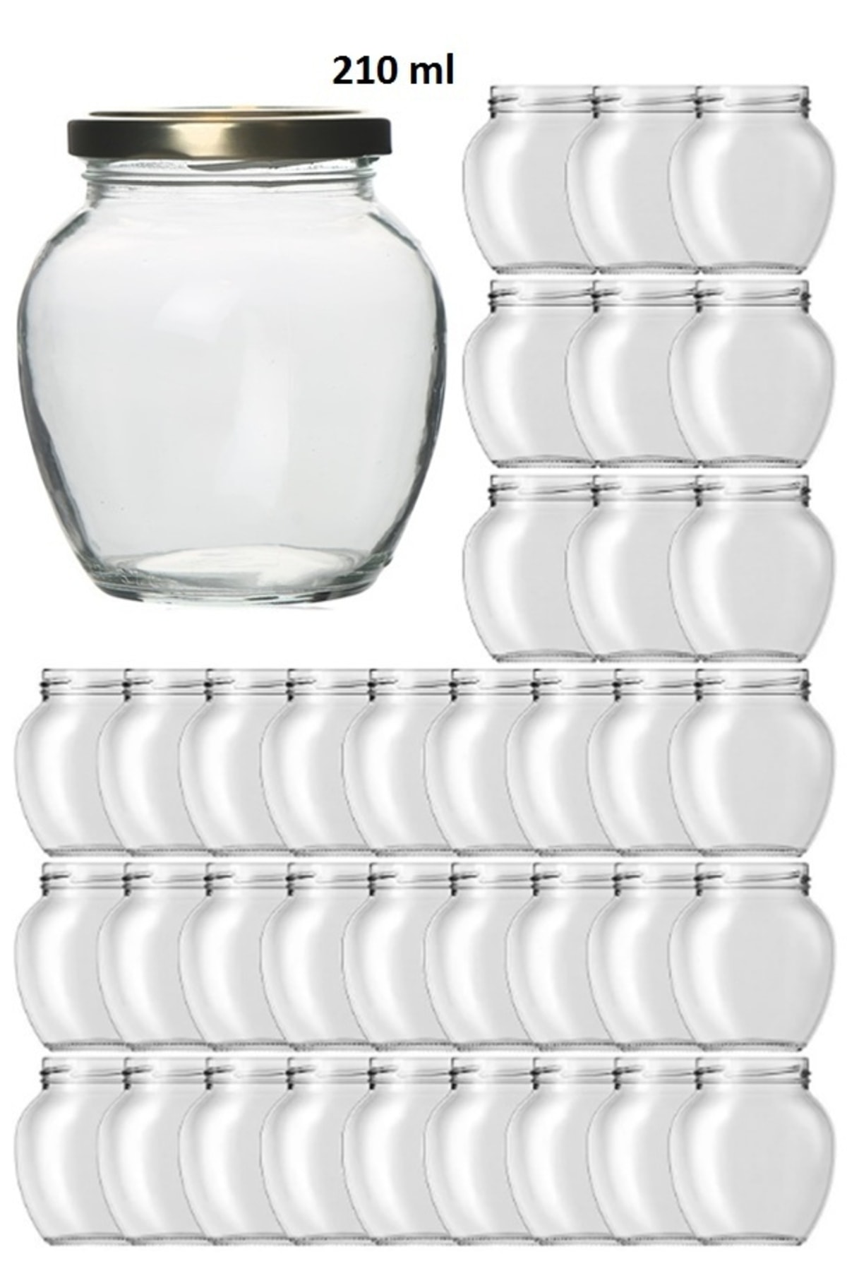 1_org_zoom 36 Adet 210 Ml Şeffaf Cam Yumurta Model Konserve Kavanozu Gold Metal Kapaklı - Görsel 1
