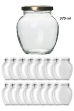 14 Adet 370 Ml Şeffaf Cam Yumurta Model Konserve Kavanozu Gold Metal Kapaklı