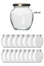 14 Adet 210 Ml Şeffaf Cam Yumurta Model Konserve Kavanozu Gold Metal Kapaklı