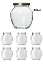6 Adet 370 Ml Şeffaf Cam Yumurta Model Konserve Kavanozu Gold Metal Kapaklı