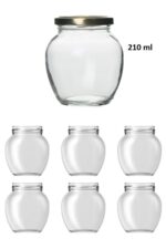 6 Adet 210 Ml Şeffaf Cam Yumurta Model Konserve Kavanozu Gold Metal Kapaklı