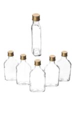 6'lı Sızdırmaz Gold Metal Kapaklı Çok Amaçlı Cold Brew Yassı Şişe Seti - Görsel 2