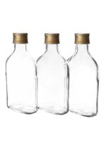 3'lü Sızdırmaz Gold Metal Kapaklı Detox Shot Çok Amaçlı Cold Brew Yassı Şişe Seti - Görsel 2