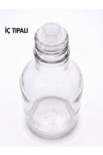 2 Adet Şeffaf Meyve Suyu, Meşrubat, Limonata, Detox, Cold Brew, Yağdanlık Şişesi Siyah Plastik Kapaklı Tıpalı Cam Şişe 250 ml - Görsel 2