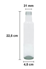 16 Adet Çok Amaçlı Şeffaf Cam Yuvarlak Dorika Şişe 250 Ml - Sızdırmaz Kapaklı - Görsel 2
